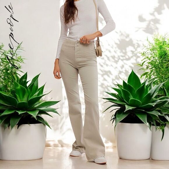 Free People Jayde Seamed Corduroy Flare Pants Jeans in the Size 32 in Grey - Picture 5 of 6